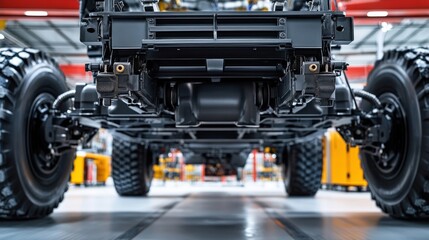 Fototapeta premium Vehicle Chassis Undercarriage Factory Assembly Line
