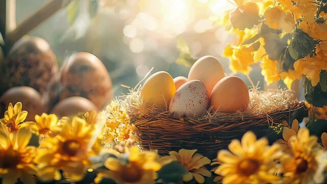 easter eggs in a nest