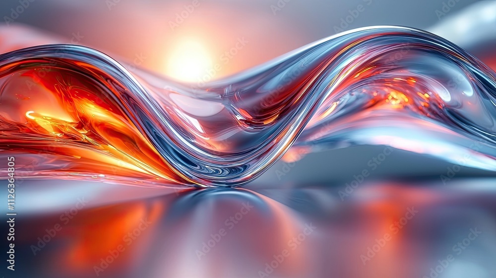 Poster fluid motion captures vibrant colors and reflections in a swirling design of translucent material
