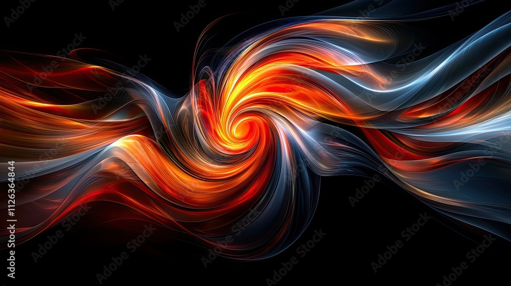 Poster colorful swirl of light and energy creates a mesmerizing abstract pattern in dark space