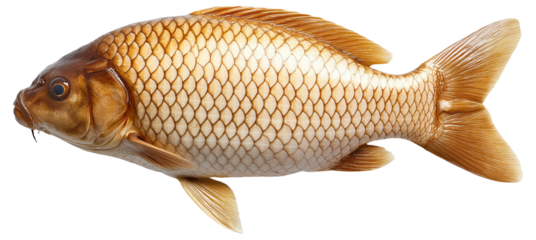 PNG Golden carp fish with detailed scales and fins