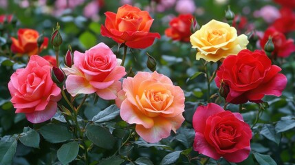 Beautiful blooming roses. Generative AI