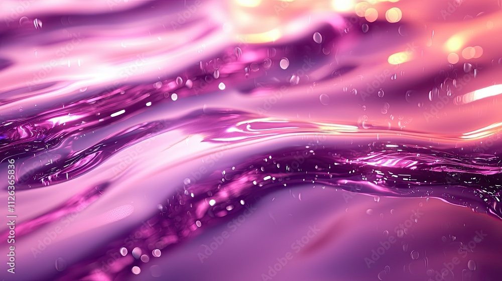 Poster vibrant purple water waves reflecting light create a mesmerizing visual effect in a tranquil setting
