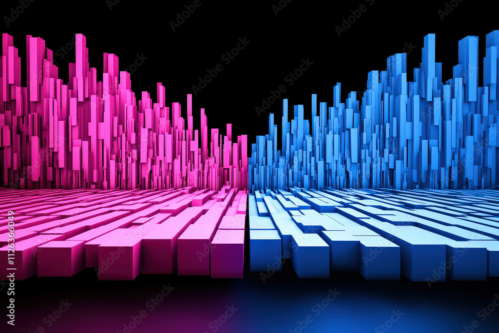 Aufkleber vibrant digital abstract background with pink and blue geometric shapes creating dynamic visual effe