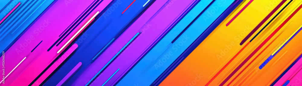 Poster vibrant abstract background with colorful diagonal lines in shades of pink, blue, and yellow, creati