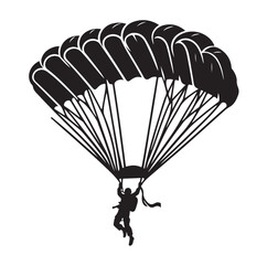 Parachutist in flight silhouette vector illustration