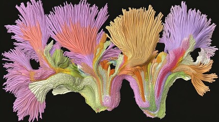 Naklejka premium A colorful 3D brain map with intricate details and highlighted regions to represent neural connectivity.