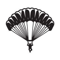 Parachutist in flight silhouette vector illustration
