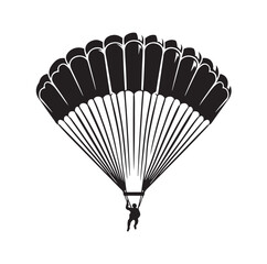 Parachutist in flight silhouette vector illustration