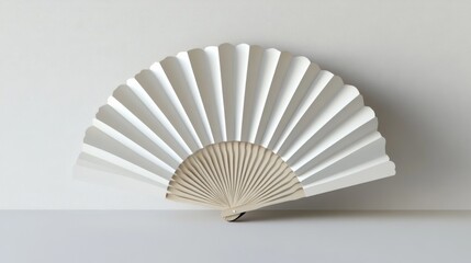 Minimalistic White Paper Fan with Scalloped Edge Standing Upright on Clean Background