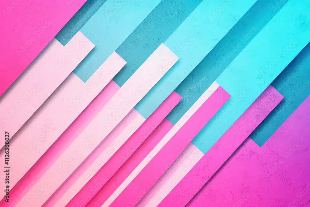 Poster vibrant abstract background featuring geometric shapes in pink and blue tones, creating dynamic and 
