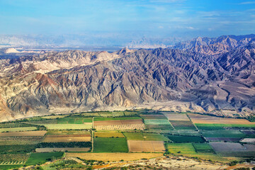Aerial view of Pampas de Jumana near Nazca, Peru.