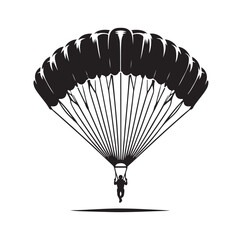 Parachutist in flight silhouette vector illustration
