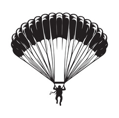 Parachutist in flight silhouette vector illustration