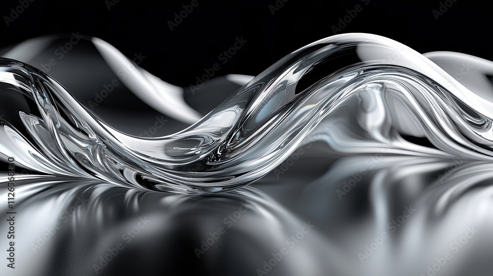 Poster intricate glass wave patterns reflecting light in a darkened environment showcasing elegance and des