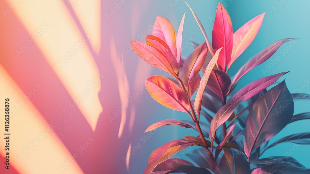 Poster soft pastel gradients merge seamlessly on the walls, bringing warmth to a serene space adorned with 