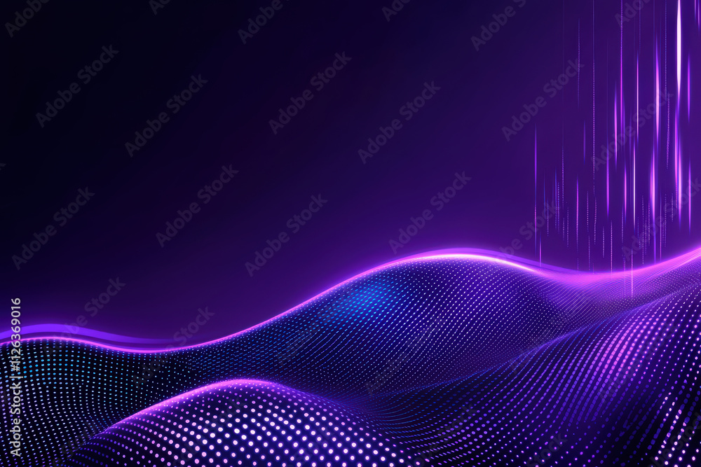 Aufkleber digital abstract background with purple waves and light patterns