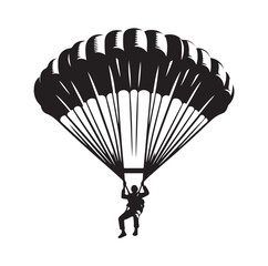 Parachutist in flight silhouette vector illustration