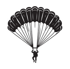 Parachutist in flight silhouette vector illustration