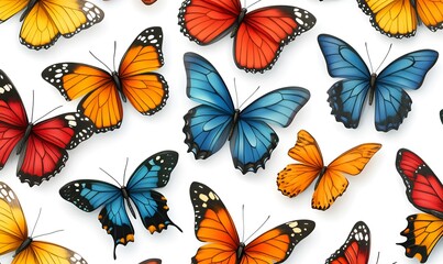 Obraz premium assorted colored butterflies illustration, Generative AI 