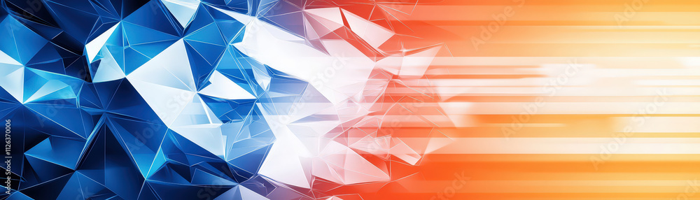 Aufkleber dynamic abstract background featuring blue and orange geometric shapes, creating sense of movement a