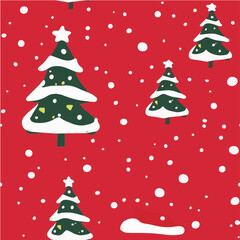 Seamless pattern of Cute Christmas tree illustration