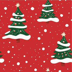 Seamless pattern of Cute Christmas tree illustration