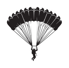 Parachutist in flight silhouette vector illustration
