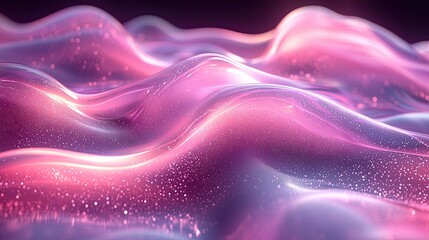Obraz premium Vibrant waves of light and color create a mesmerizing, fluid visual experience in a dreamlike landscape