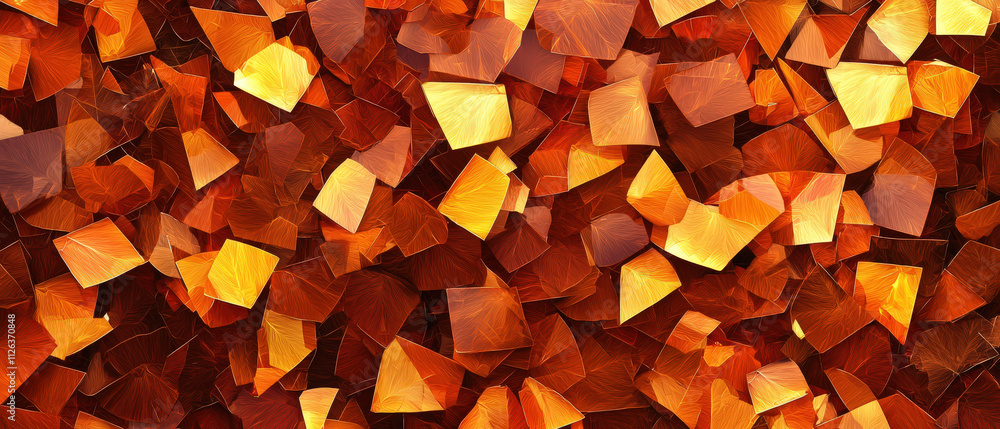Poster vibrant abstract background featuring orange and yellow geometric shapes, creating dynamic texture. 