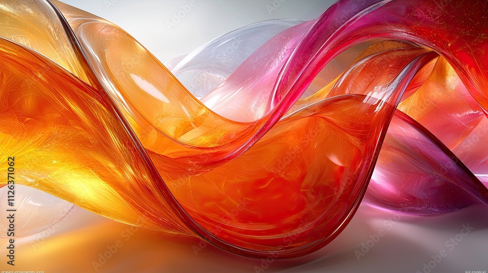 Poster colorful abstract waves create a dynamic flow of orange and pink tones in a vibrant design