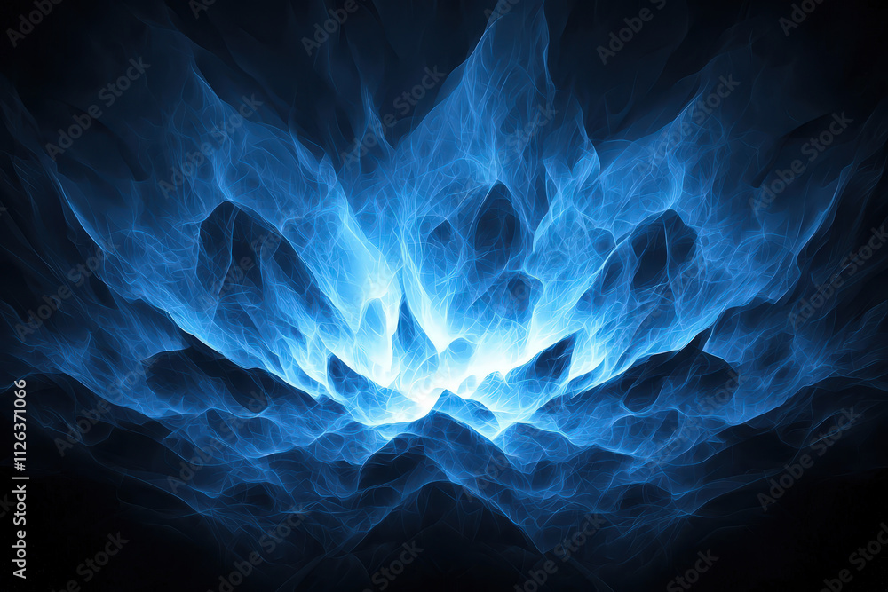 Aufkleber mesmerizing digital abstract background featuring vibrant blue flames, creating dynamic and energeti