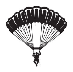 Parachutist in flight silhouette vector illustration