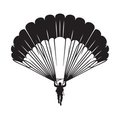 Parachutist in flight silhouette vector illustration