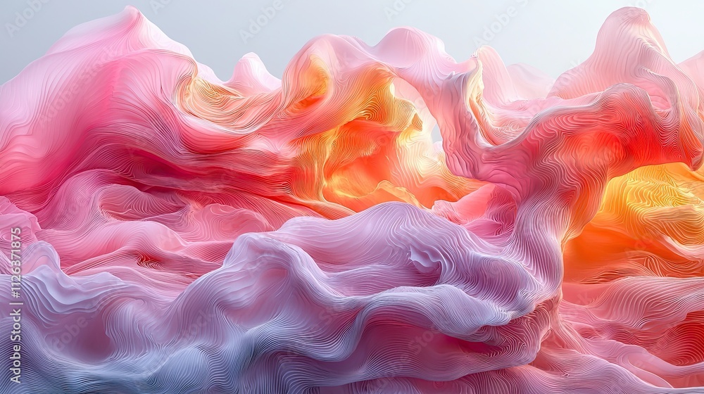 Poster colorful abstract waves create a vibrant landscape of texture and depth in a surreal digital art cre
