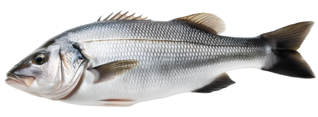 Fresh striped bass fish isolated 