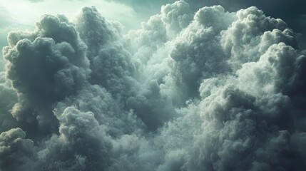 Fototapeta premium Dense, gray clouds fill the overcast sky.