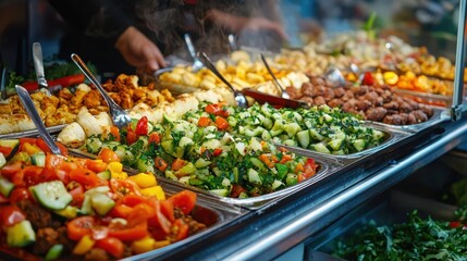 Obraz premium Street Food with Fresh Falafel and Pita Bread