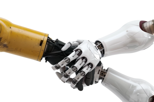 Job displacement due to AI and robotics: challenges and solutions isolated on transparent background