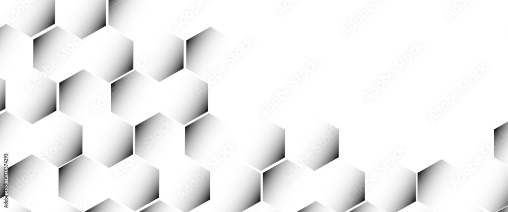Poster Vector hexagons pattern. Vector illustration geometry science and technology cover web white honeycomb texture.