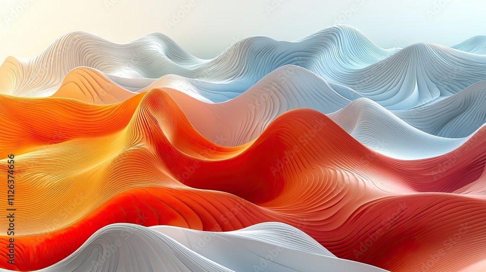 Poster colorful abstract wave patterns create a dynamic visual experience in a serene setting