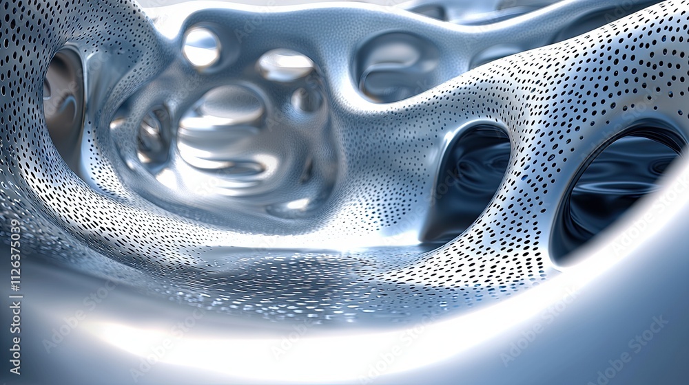 Poster intricate silver patterns create a mesmerizing textured surface amidst soft lighting
