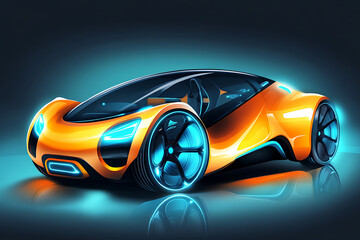 Naklejka premium Futuristic orange car design with sleek lines and glowing accents.