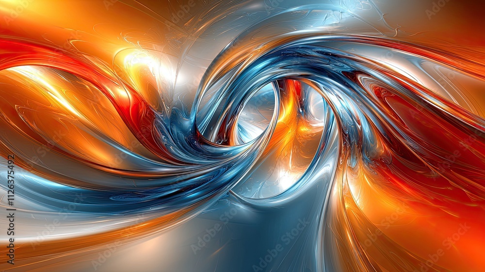 Poster dynamic swirl of vibrant orange and blue hues creating a captivating abstract design