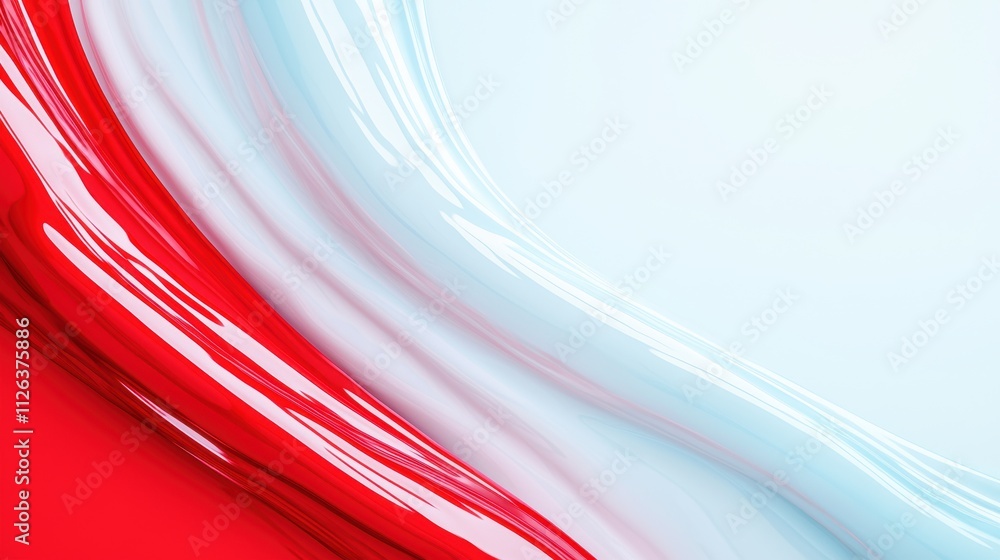 Poster a vibrant abstract design featuring flowing red and white colors, creating a dynamic visual contrast