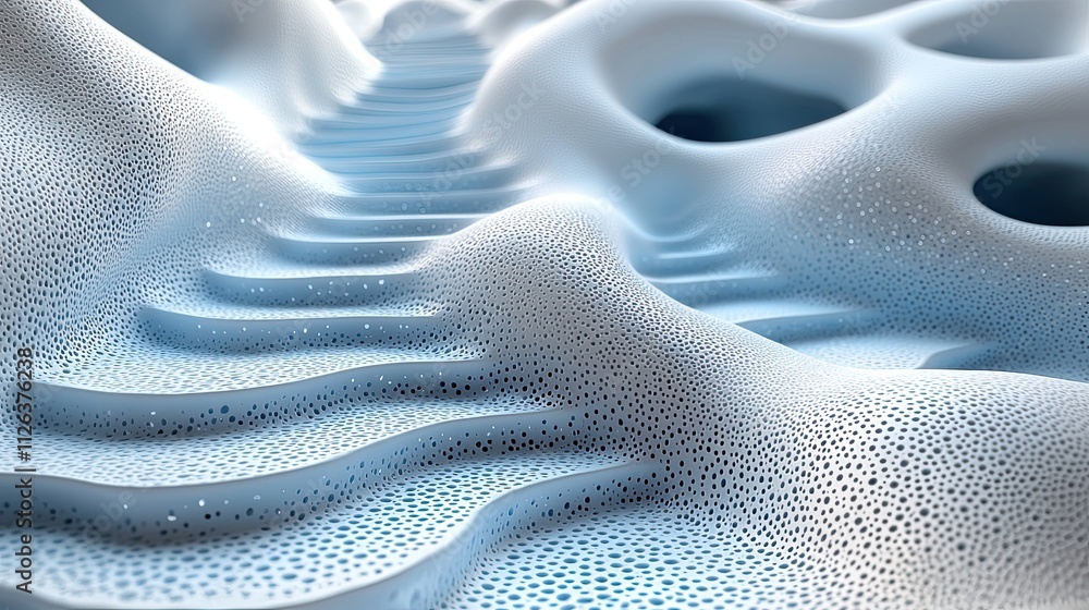 Poster abstract representation of a textured landscape with flowing patterns and light effects