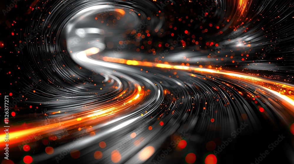 Aufkleber swirling patterns create a mesmerizing tunnel of light and energy in a digital landscape