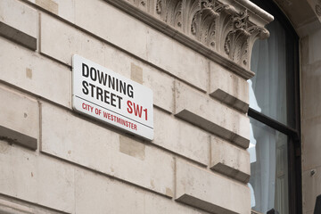 Downing street plate sign in London