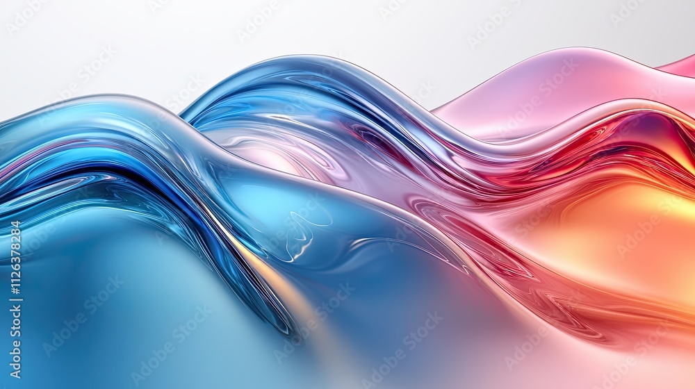 Poster vibrant waves of color blend harmoniously in an abstract design showcasing fluid movement and light