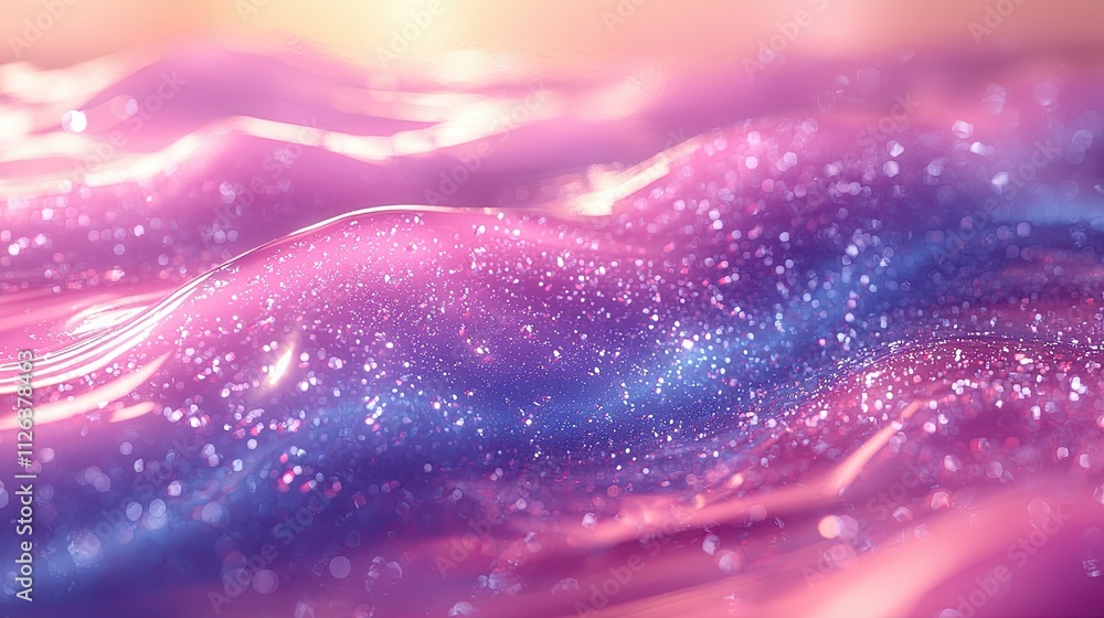 Poster colorful sparkly waves create a mesmerizing abstract surface that captivates the eye